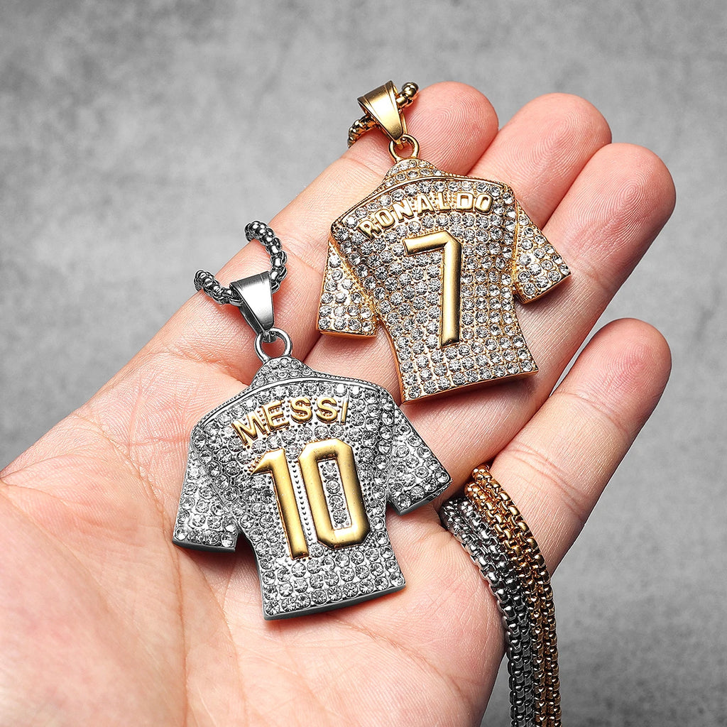 Football Jersey Messi Cristiano Ronaldo Neymar Mbappé Harland Men Necklaces Stainless Steel Pendant Chain Fashion Jewelry Gifts