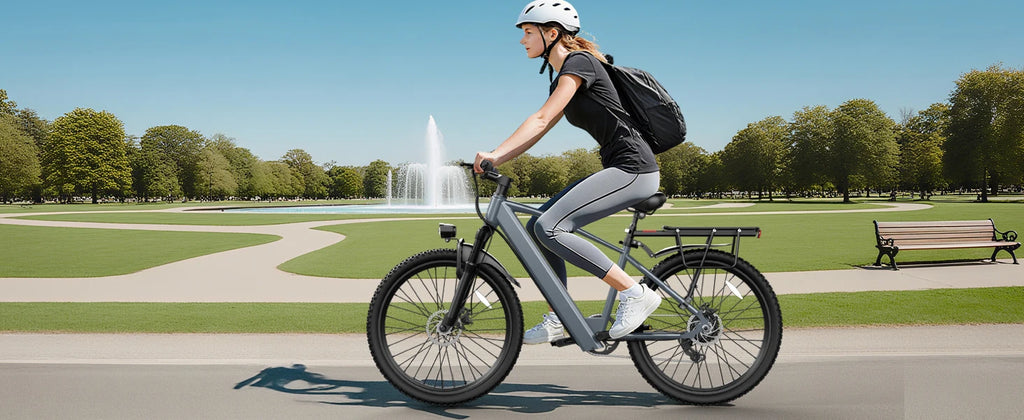 Adult electric bike with a 500W motor, 26x1.95 anti-slip tyres, a 36V 10.4Ah removable battery, a 7-speed gear system, and unisex pedal-assisted electric bike