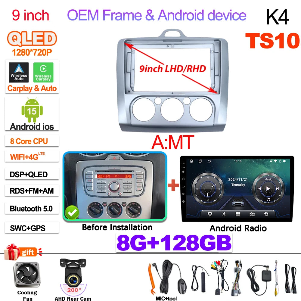 Ford Focus Android 15 — Wireless CarPlay, WiFi