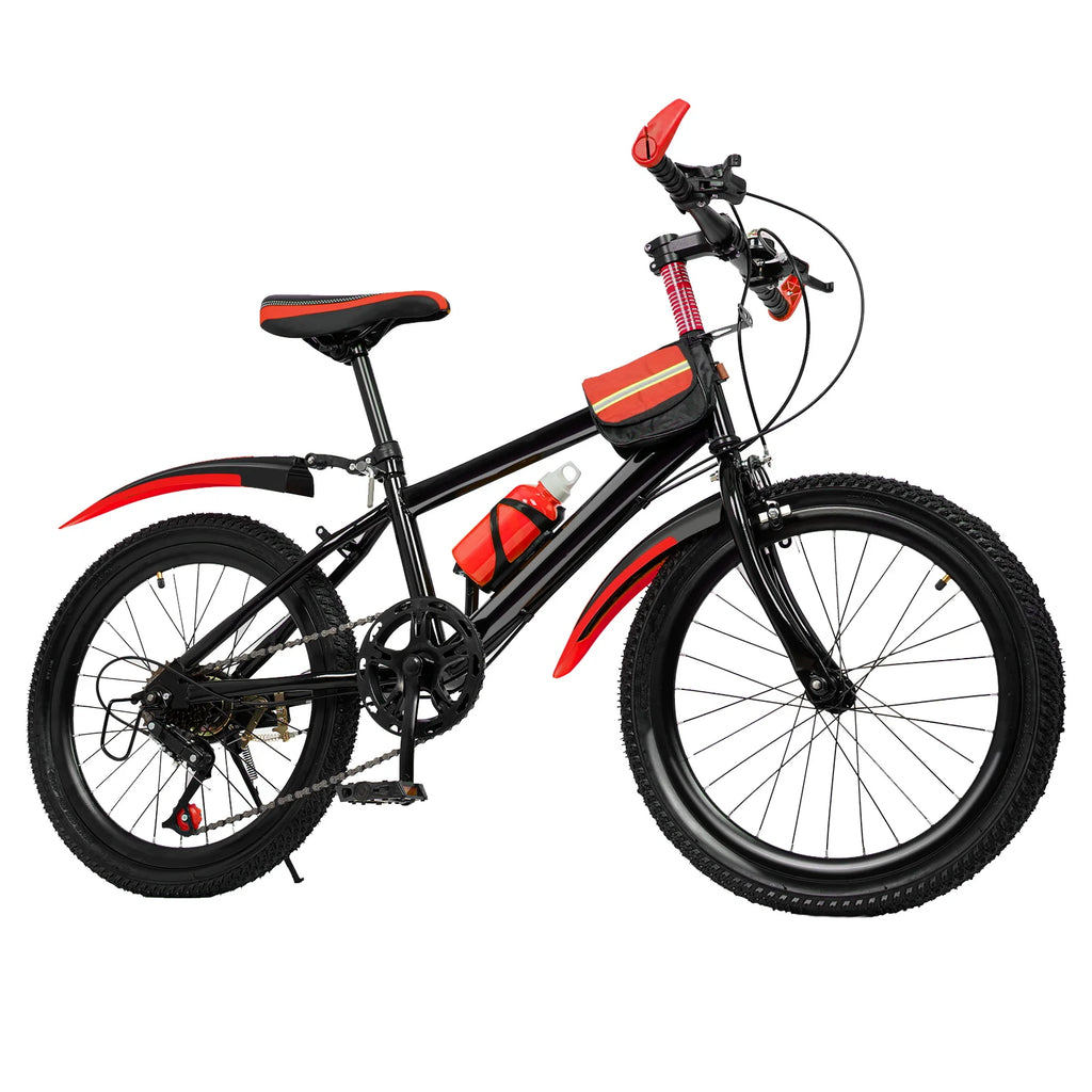 20 Inch Kids Bike Children Bicycle for Boys Girls Ages 8-12 Years Old, MTB Mountain Bike 7 Speed City Bike, GREEB/RED