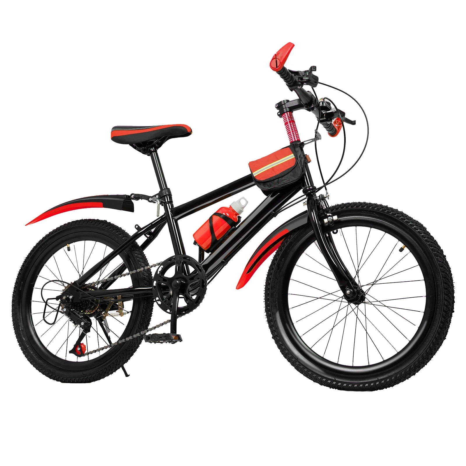20 Inch Kids Bike Children Bicycle for Boys Girls Ages 8-12 Years Old, MTB Mountain Bike 7 Speed City Bike, GREEB/RED