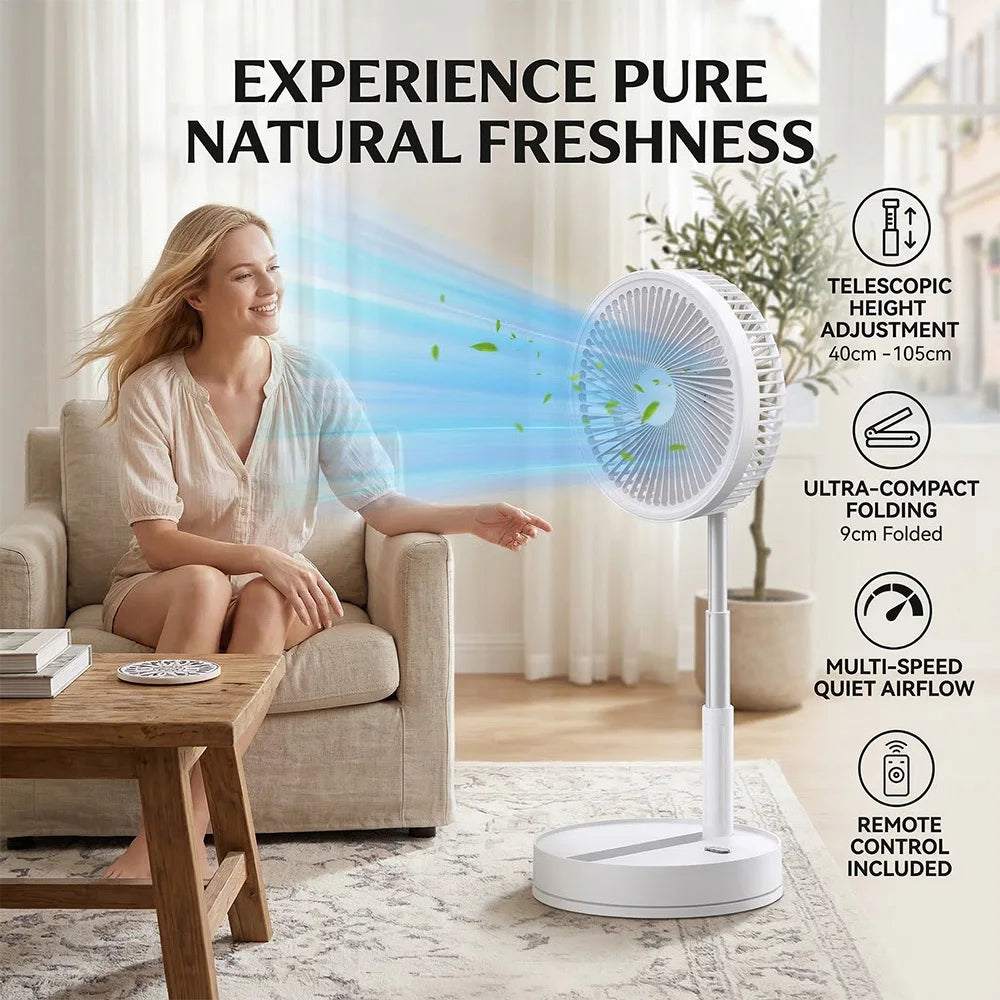 9" Portable Desk Fan with 8000mAh Rechargeable Battery, 4 Speed Settings,Ultra-Quiet, Oscillating Desktop Fans, for Home Officek