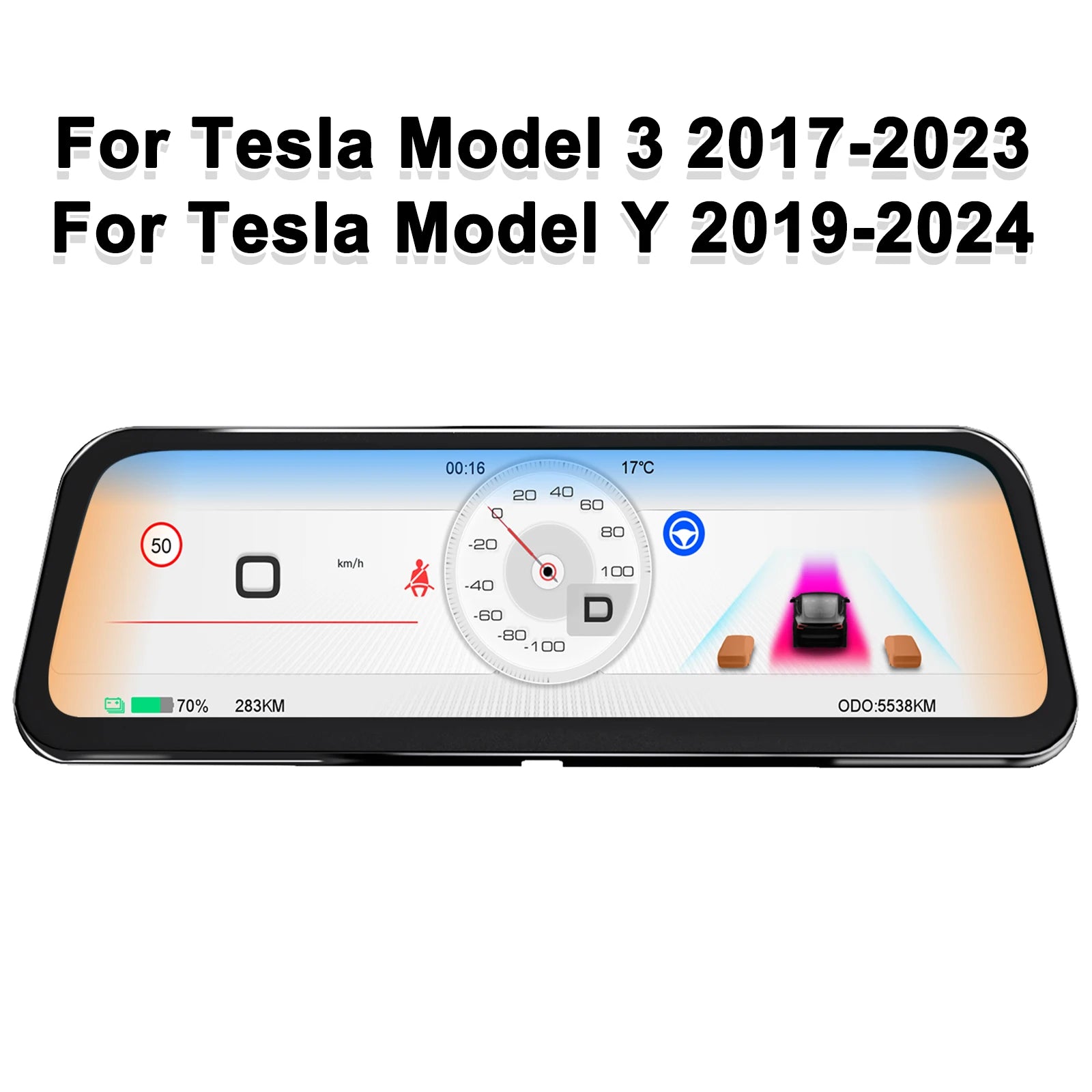 For Tesla Display 9.6 Inches New HUD For Model 3 2016-2023 & Model Y 2020-2024 Support Multiple Languages Carplay Android Auto