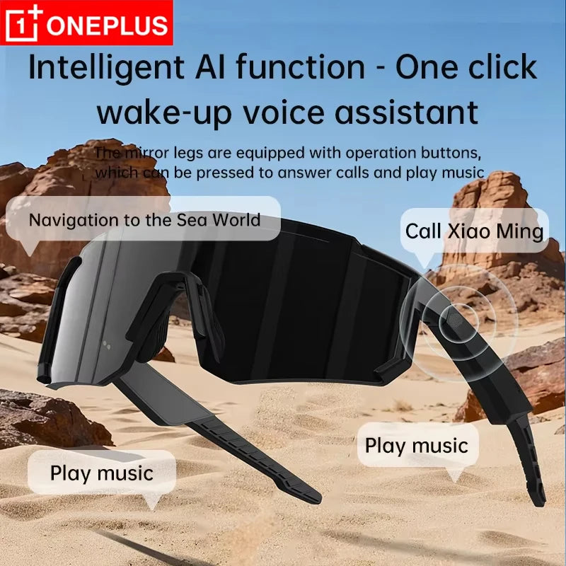 Lunettes OnePlus AI — Écouteurs Bluetooth 2-en-1, Musique, Appels & Conduite coupe-vent