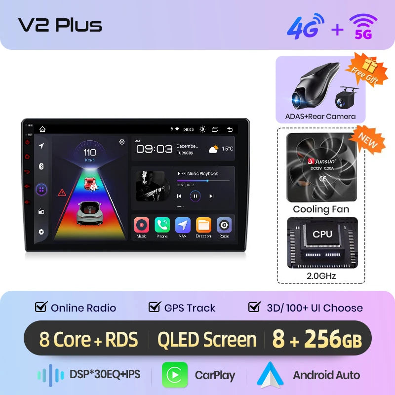 Junsun Autoradio sans fil CarPlay — VW Passat B6/B7 & CC 2005-2014, GPS Android, WiFi, DSP