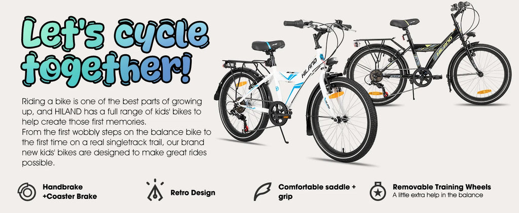 HILAND 20/24 Inch Kids Bike with Rear Rack, 6-Speed Gears Kids Bike with Hand Brakes, Children's Bicycle with Kickstand