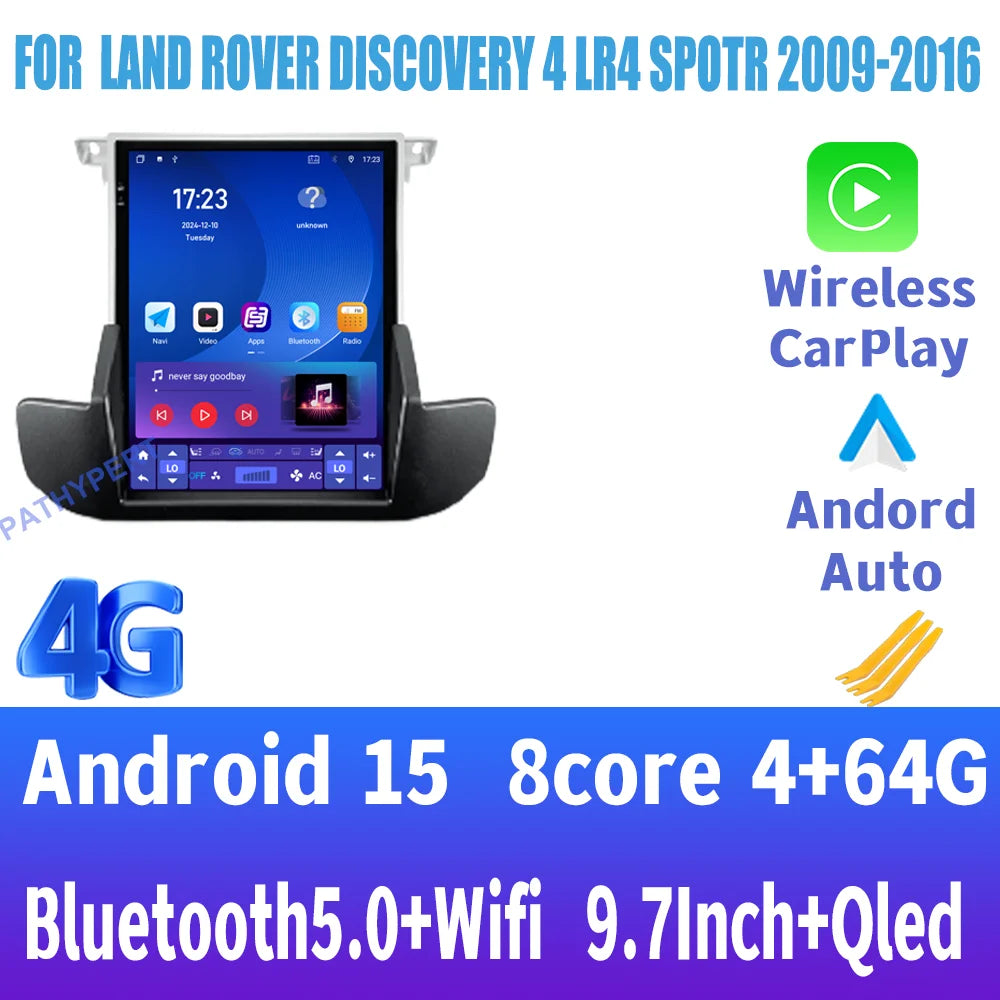 Android 15 Autoradio — Land Rover Discovery 4 LR4 2009-2016, CarPlay, GPS, 4G WiFi