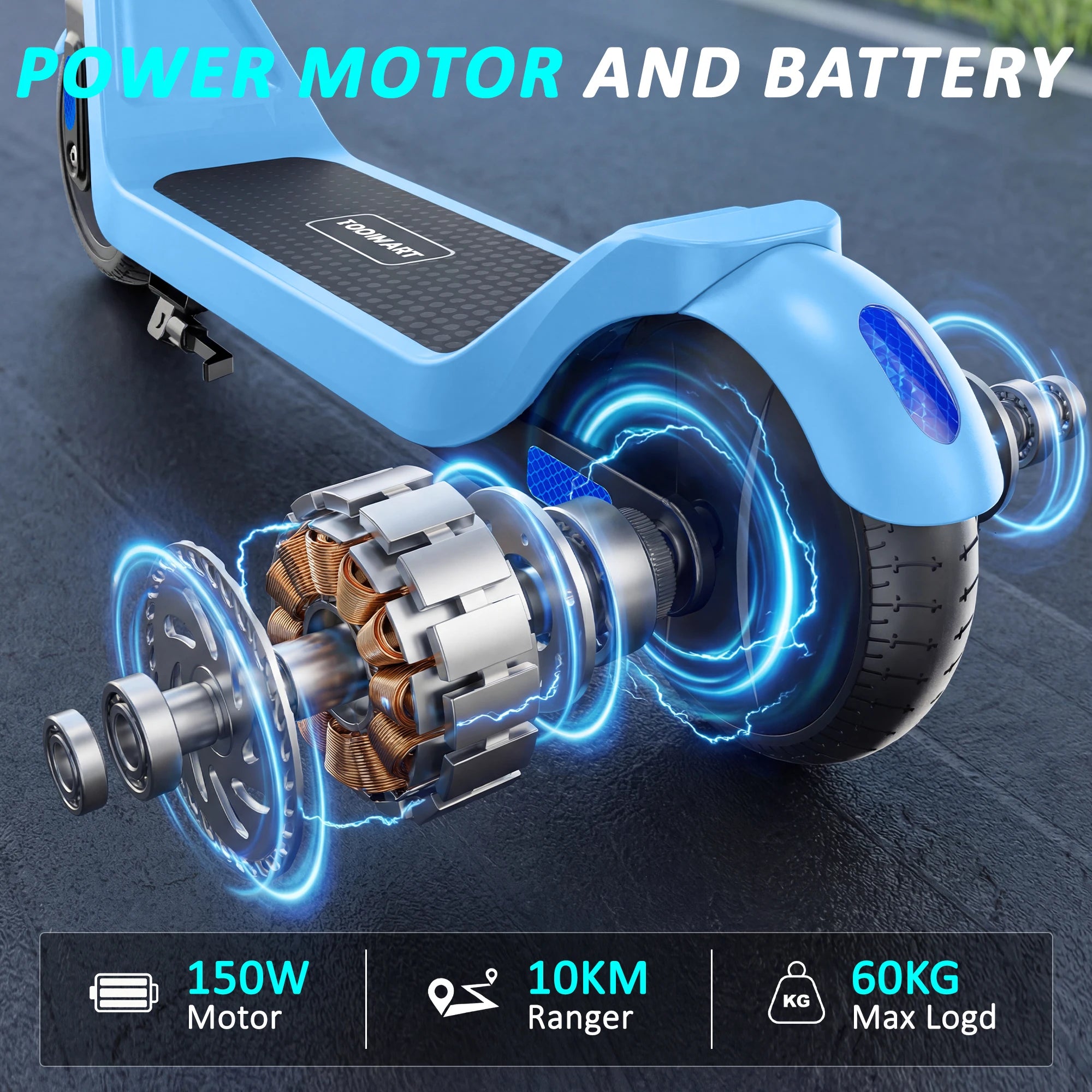 Todimart Electric Children, maximum speed 16 km/h, range 8-10 km, children 6-12 years old, LED screen