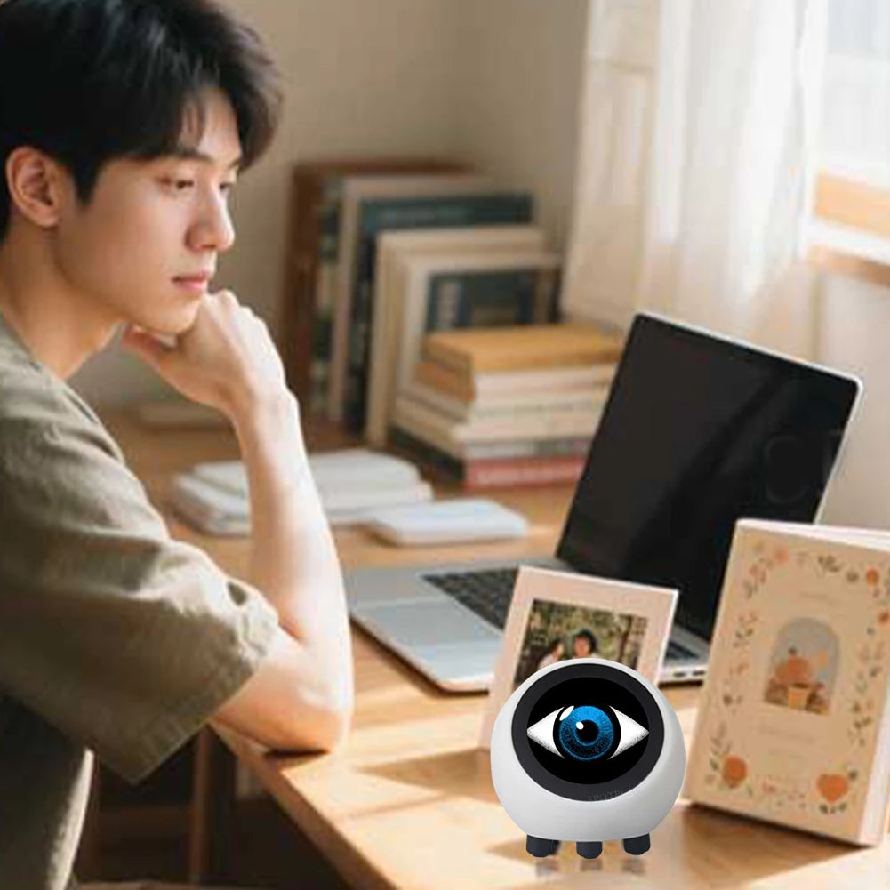 AI Voice Chat Robot No Touch Screen LCD Display Mini Robot Tabletop Ornaments Smart Assistant Robot for Home Decor(No Battery)