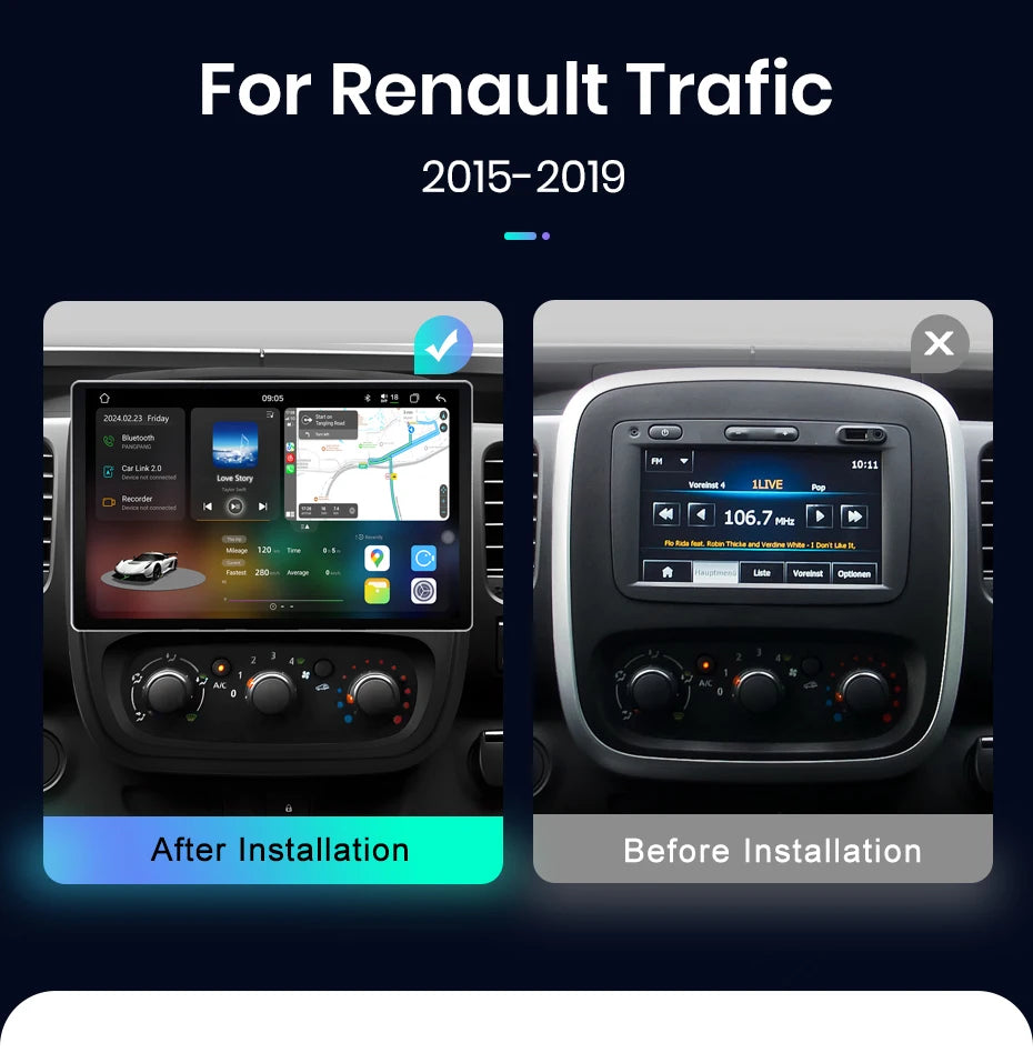 Junsun Renault Trafic — 2K, Wireless CarPlay