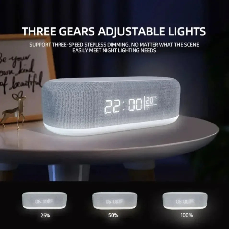 Kabelloses Ladepad Telefonwecker Nachttischlampe Nachtlicht Desktop-Uhr Thermometer für iPhone 17 16 15 14 13 Schnellladestation