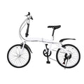 White Foldable Bicycle for Kids & Adults (4.6-6.2ft) - 6-Speed, Dual V-Brakes,Portable for Outdoor, Muddy, Mountain Roads