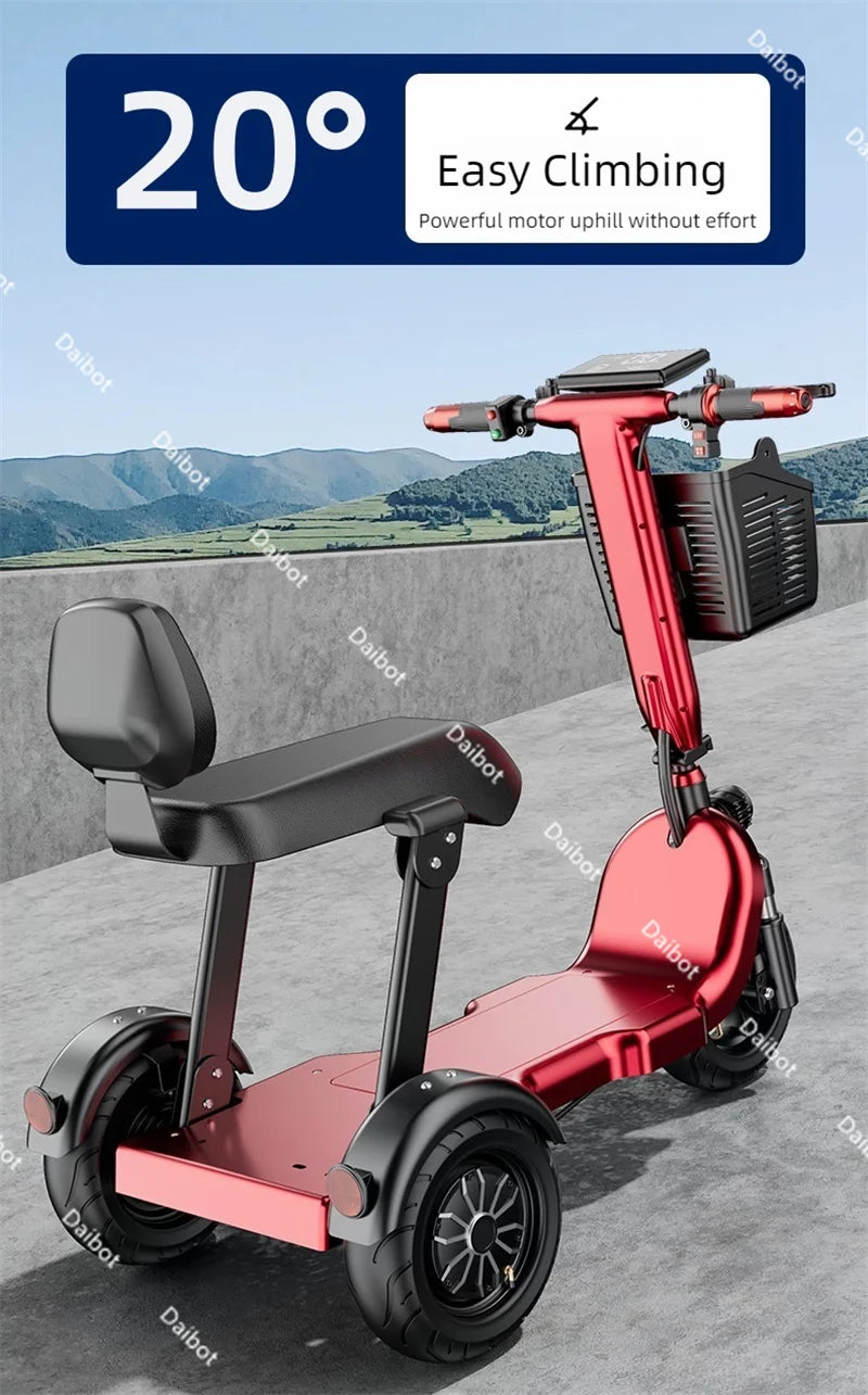 Family 3 Wheel Foldable Mobility Scooter For Seniors Anti-Theft Alarm 2 Seat Long Range 1000W Small Electric Tricycle Folding
