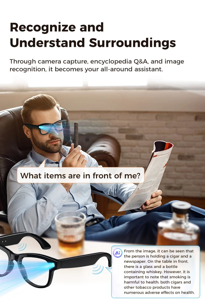 2026 AI Glasses — 4K Camera, ChatGPT, 32GB