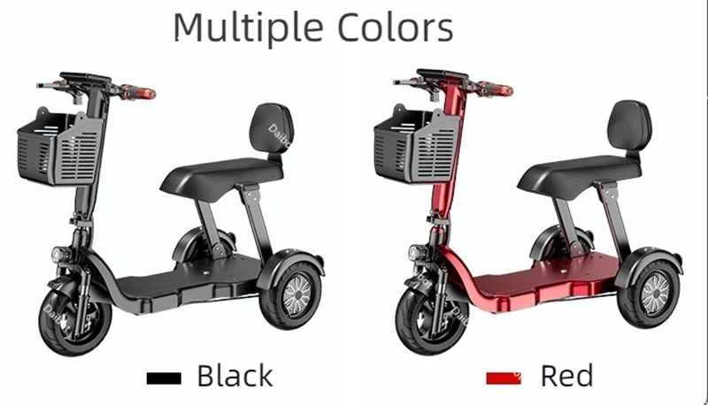 Family 3 Wheel Foldable Mobility Scooter For Seniors Anti-Theft Alarm 2 Seat Long Range 1000W Small Electric Tricycle Folding