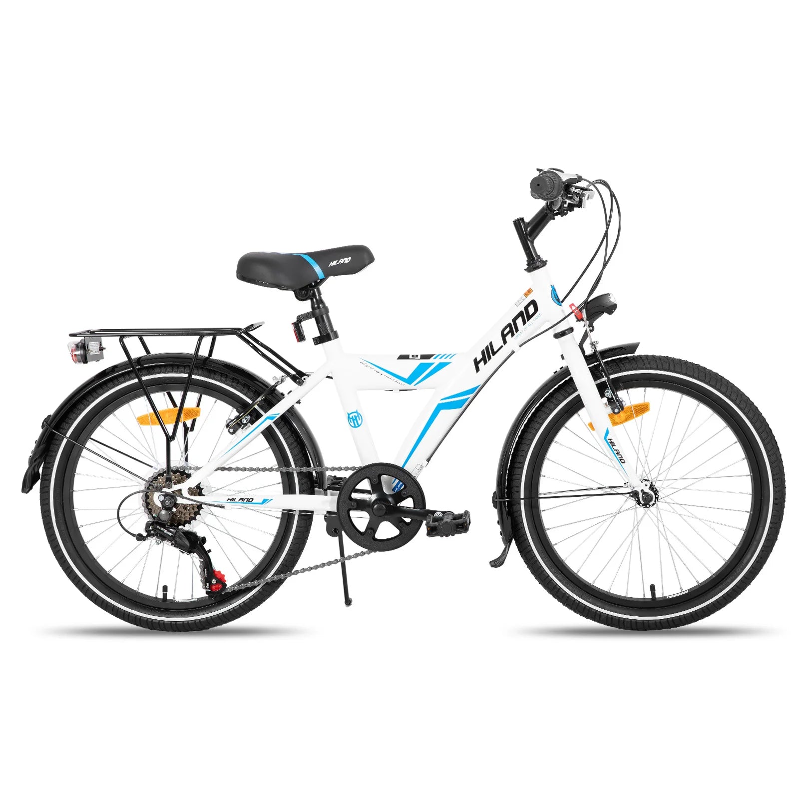 HILAND 20/24 Inch Kids Bike with Rear Rack, 6-Speed Gears Kids Bike with Hand Brakes, Children's Bicycle with Kickstand — available at Teckeleck