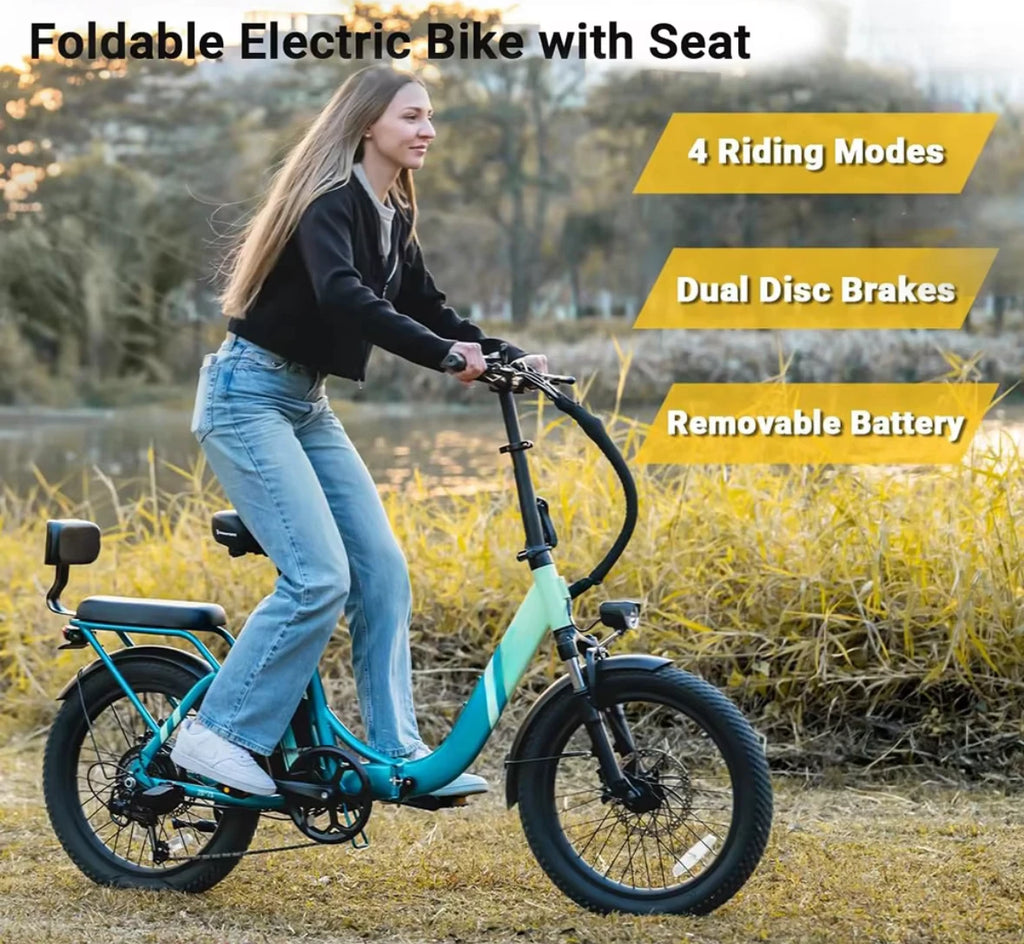 Foldable Parent E-Bike — 1000W, Removable Battery