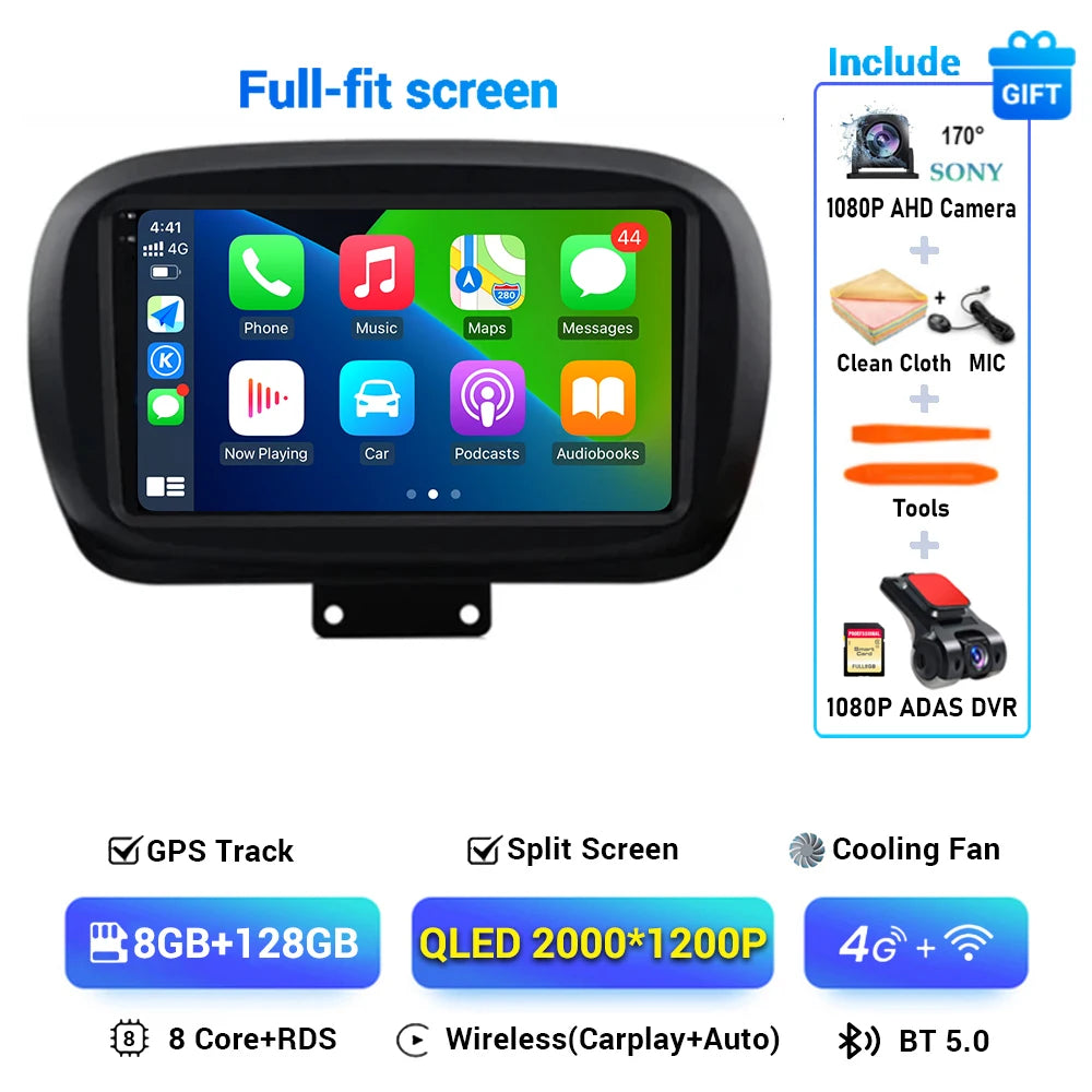 Android 15 Car Radio — Compatible with Fiat 500X | 2K QLED | AI Voice
