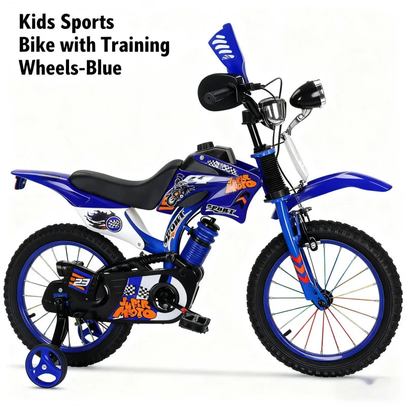 Blue Off-Road Motorcycle Bicycle Pedal Bike for Boys And Girls 12/16 Inch Children's Basic Model Foreign Trade