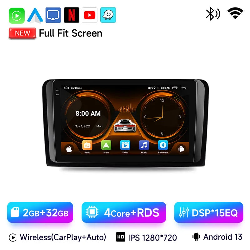 Mercedes W164 Android 14 — CarPlay, 2 Din, GPS