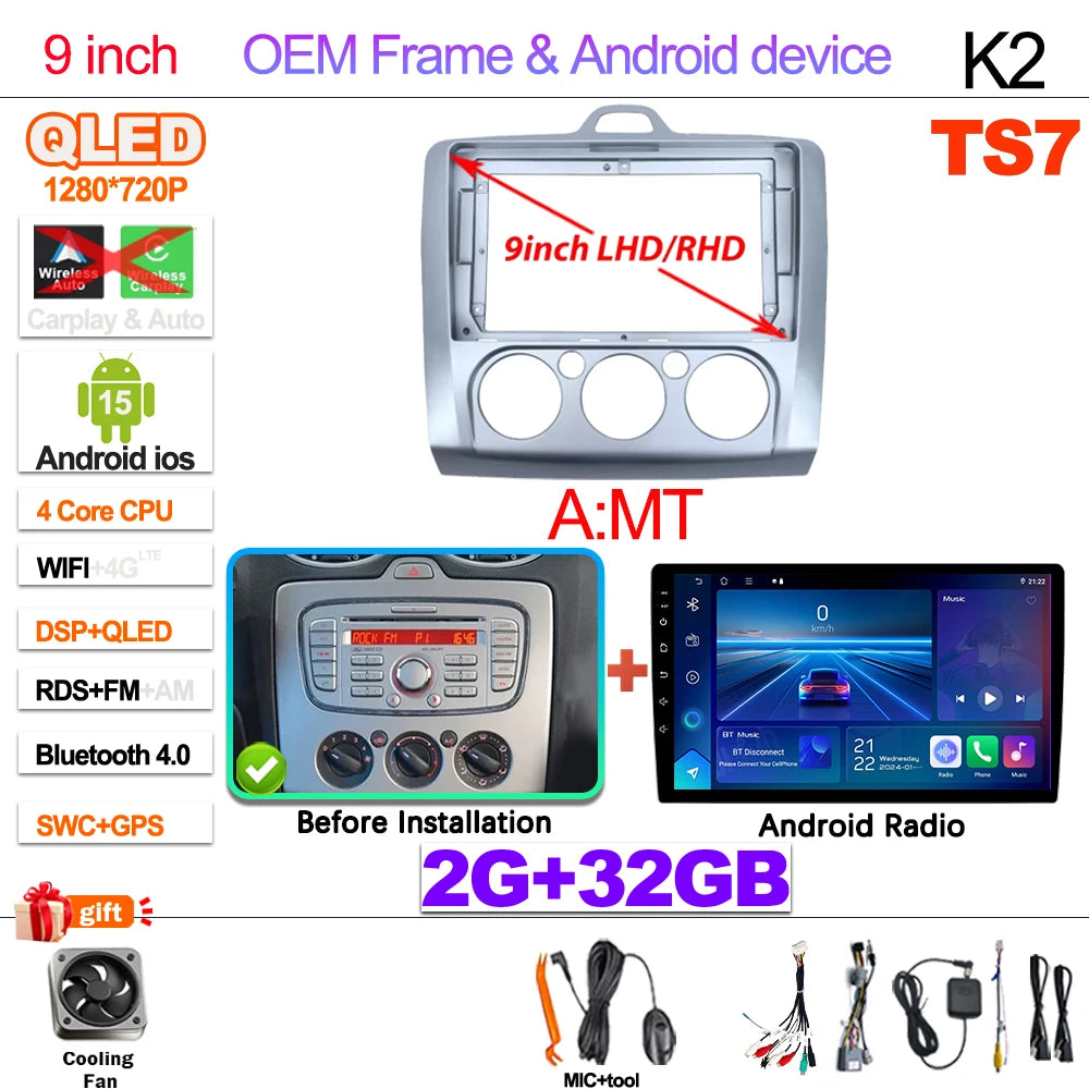 Ford Focus Android 15 — Wireless CarPlay, WiFi