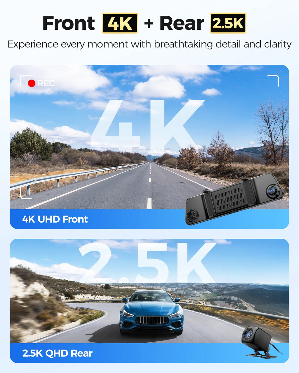 AZDOME PG17 MAX — 4K Dash Cam, GPS, Voice Control