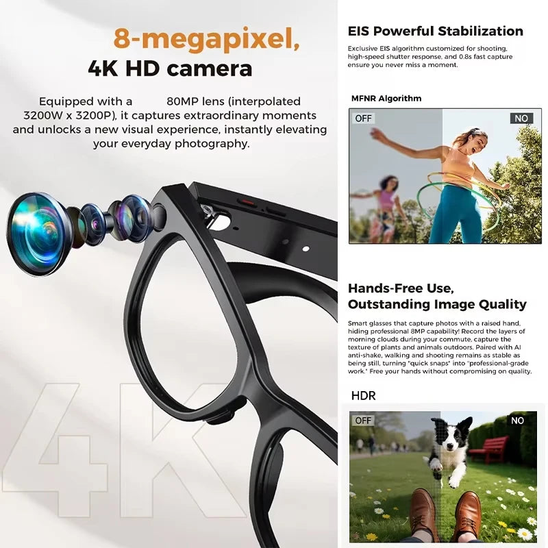 2026 AI Glasses — 4K Camera, ChatGPT, 32GB
