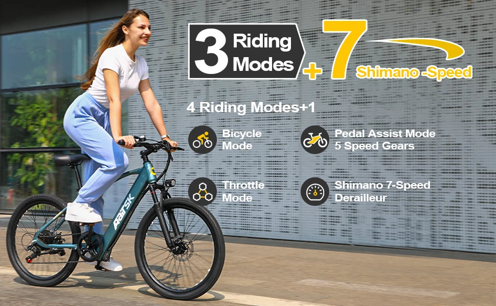 Aairsk GT300 Adult E-bike 250W Motor 36V 10Ah Battery Electric Bike 26 Inch Fat Tire E-Mountain bike Off-road Electric bicycle