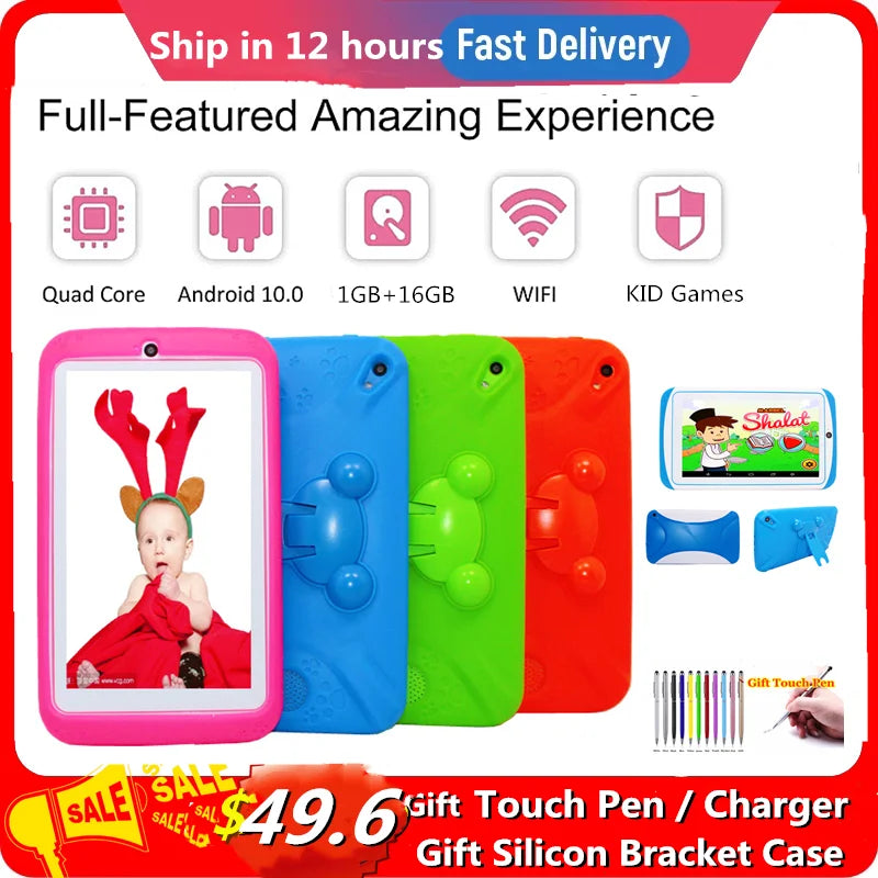 7" Kids Tablet — Dual Camera, Free Case