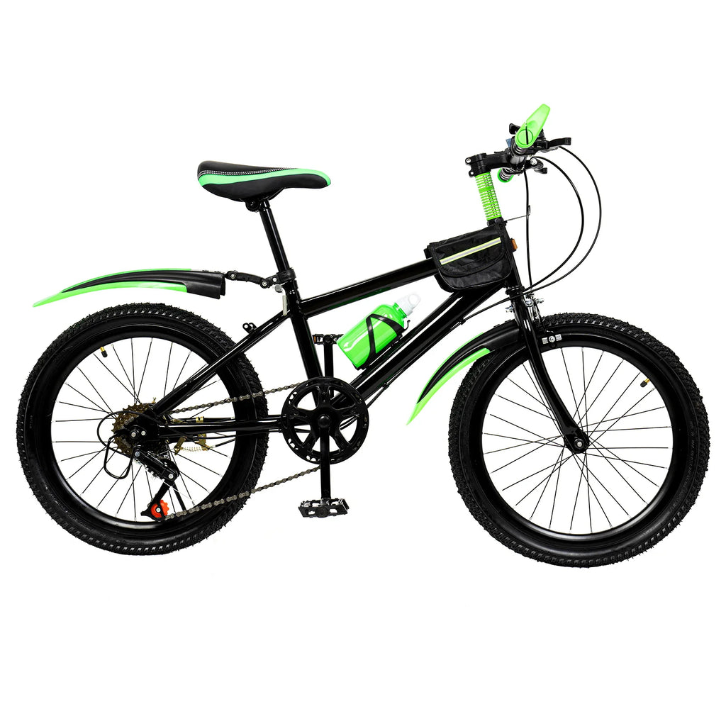 20 Inch Kids Bike Children Bicycle for Boys Girls Ages 8-12 Years Old, MTB Mountain Bike 7 Speed City Bike, GREEB/RED