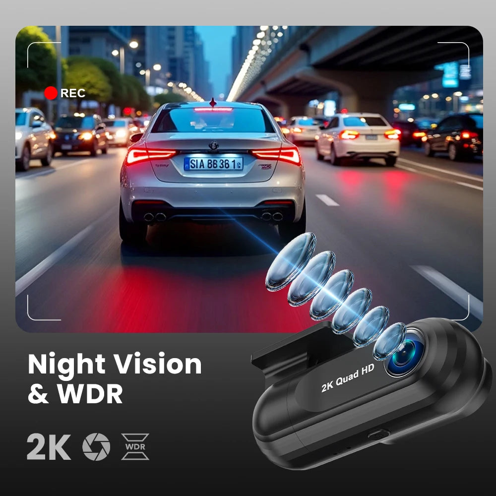 Kocam 2K Dash Cam — WiFi, GPS, Night Vision