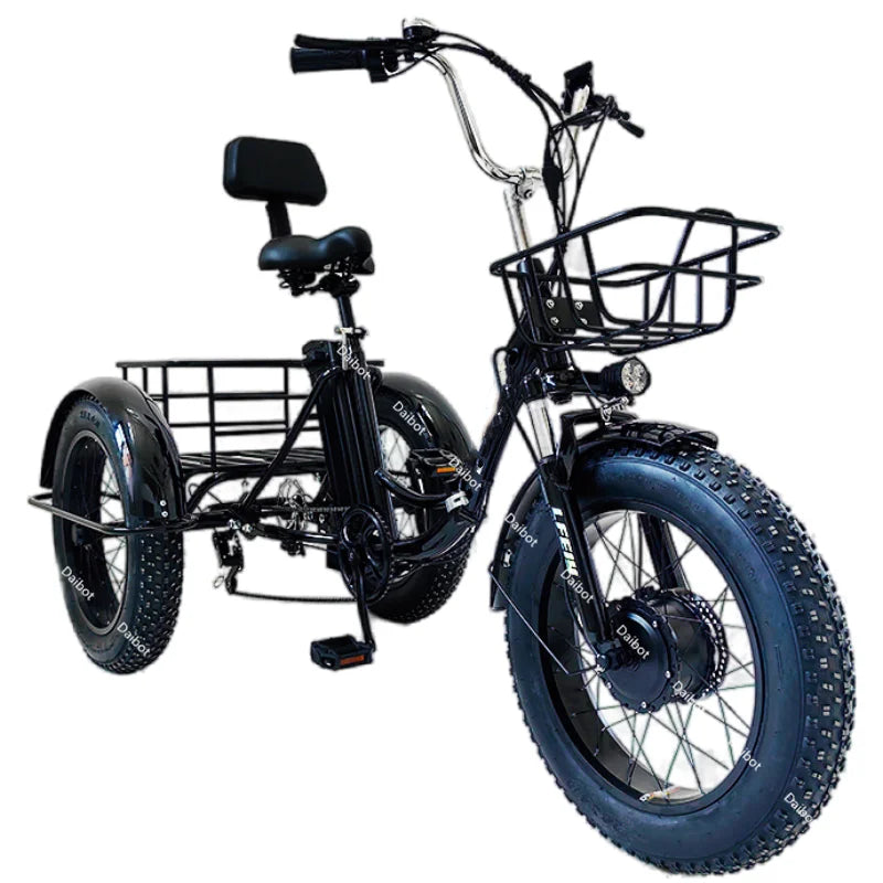 3 Wheel 20 Inch Folding Electric Tricycle Adults Cargo Fat Tire 500w 48v Fatbike Electric Bicycle For Men Removable Battery