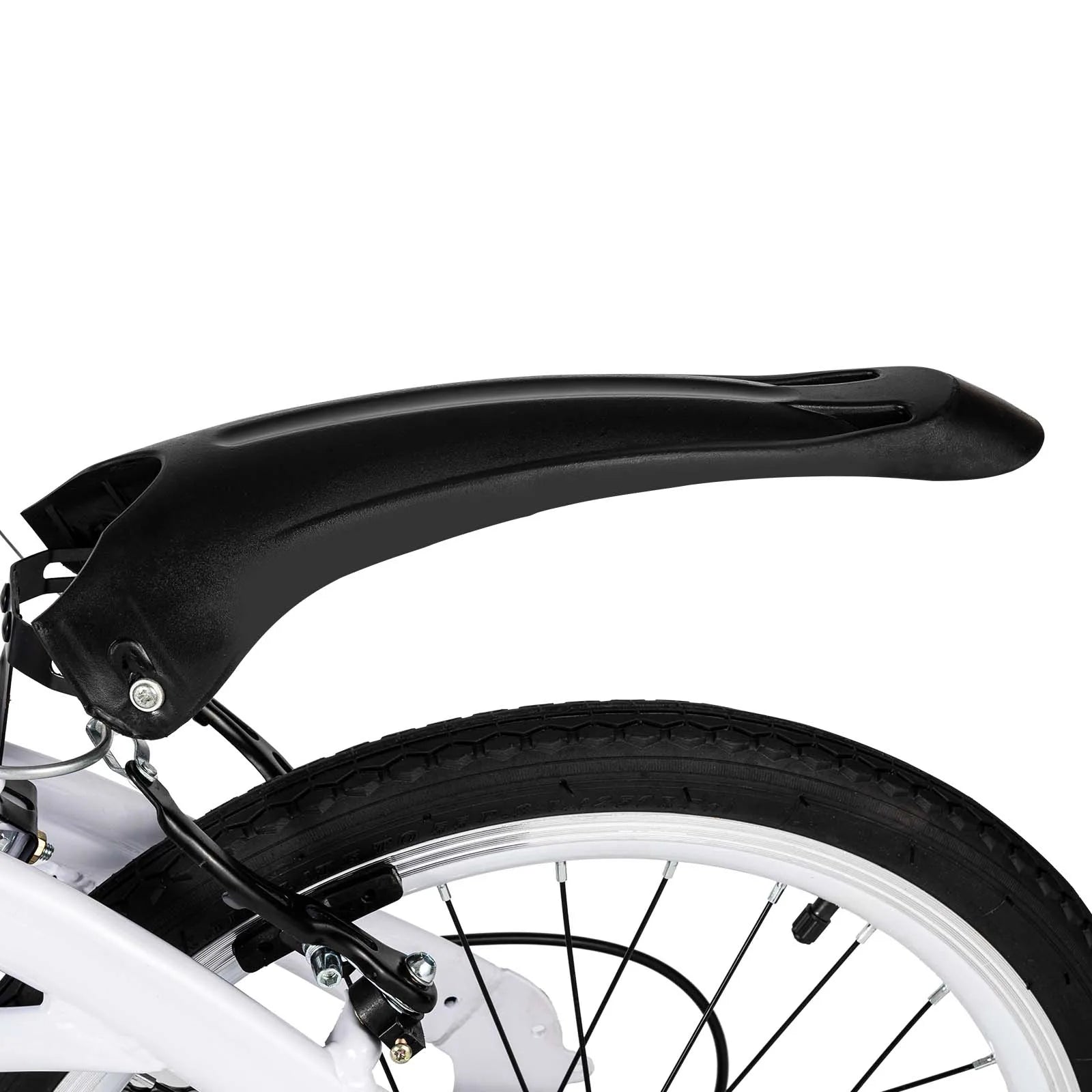 White Foldable Bicycle for Kids & Adults (4.6-6.2ft) - 6-Speed, Dual V-Brakes,Portable for Outdoor, Muddy, Mountain Roads