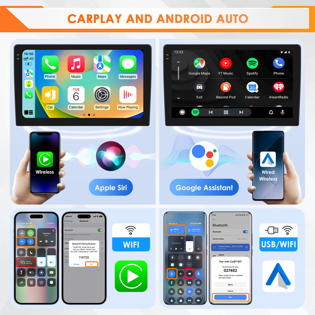 Hizpo Android Radio — Alfa Romeo Mito 955 2008-2016, Wireless CarPlay, GPS, DSP, 8-Kern