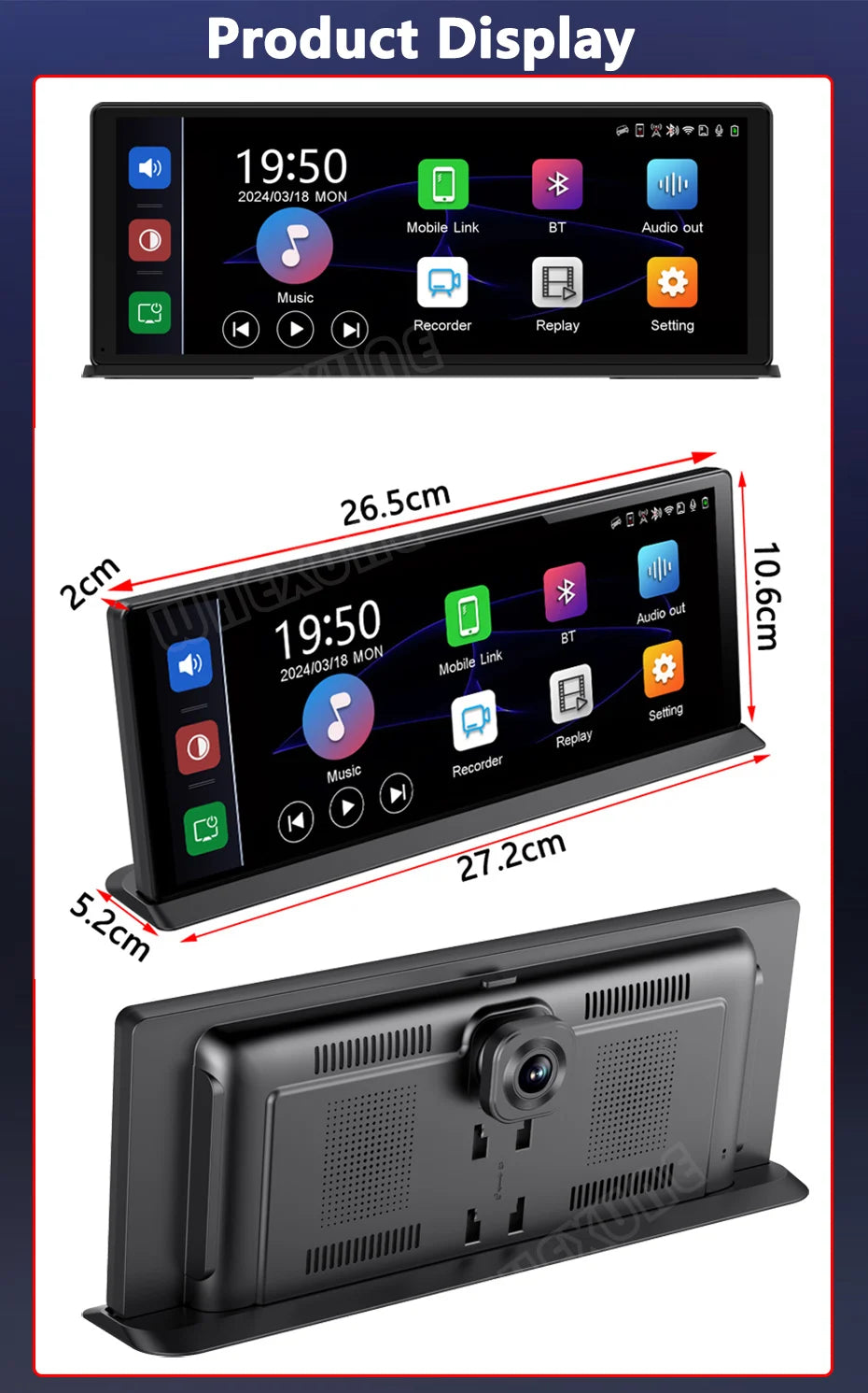 11.3" 4K Dashcam — CarPlay, Voice Control