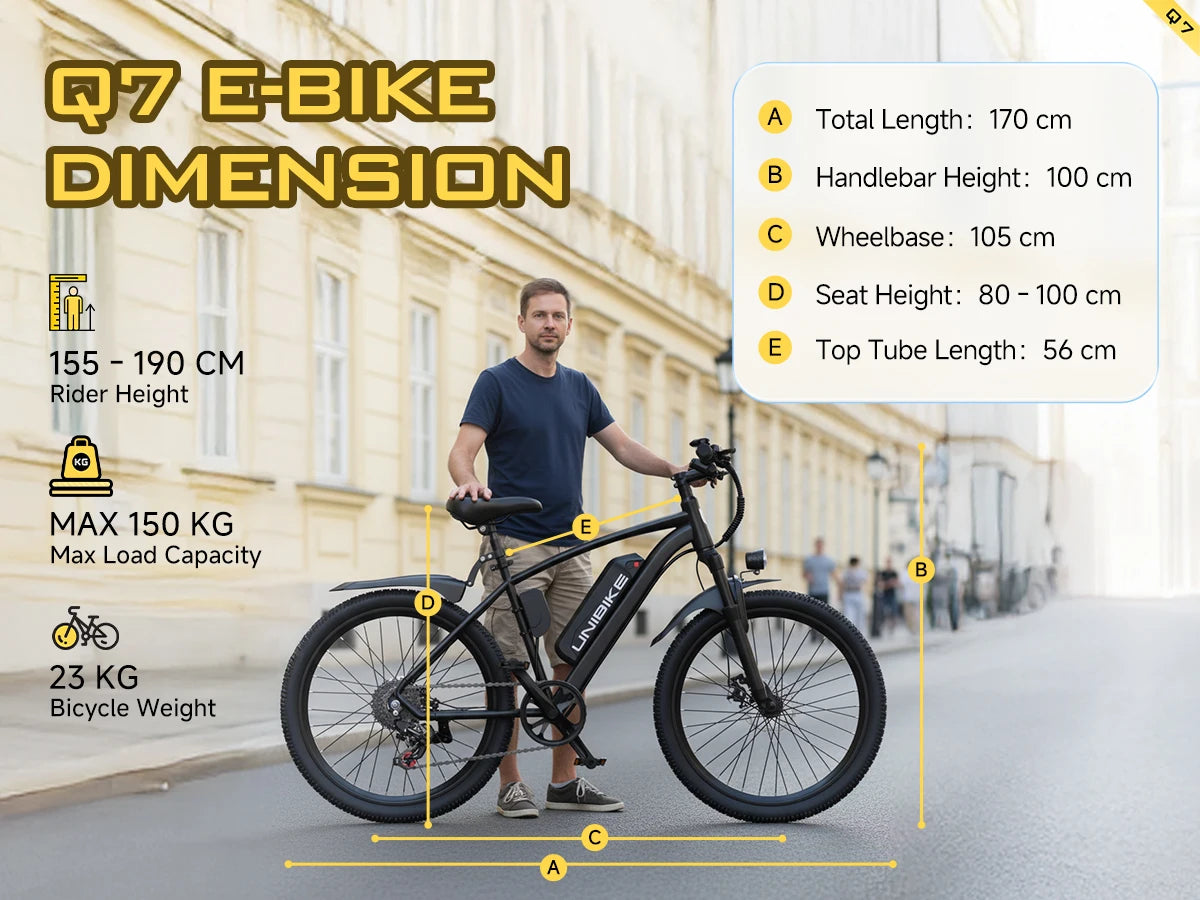 UNIBIKE Q7 Adult Electric Bike 250W Motor 36V10AH Battery E-bike Folding City Commuting 26 Inch Tire Portable Electric Bicycle