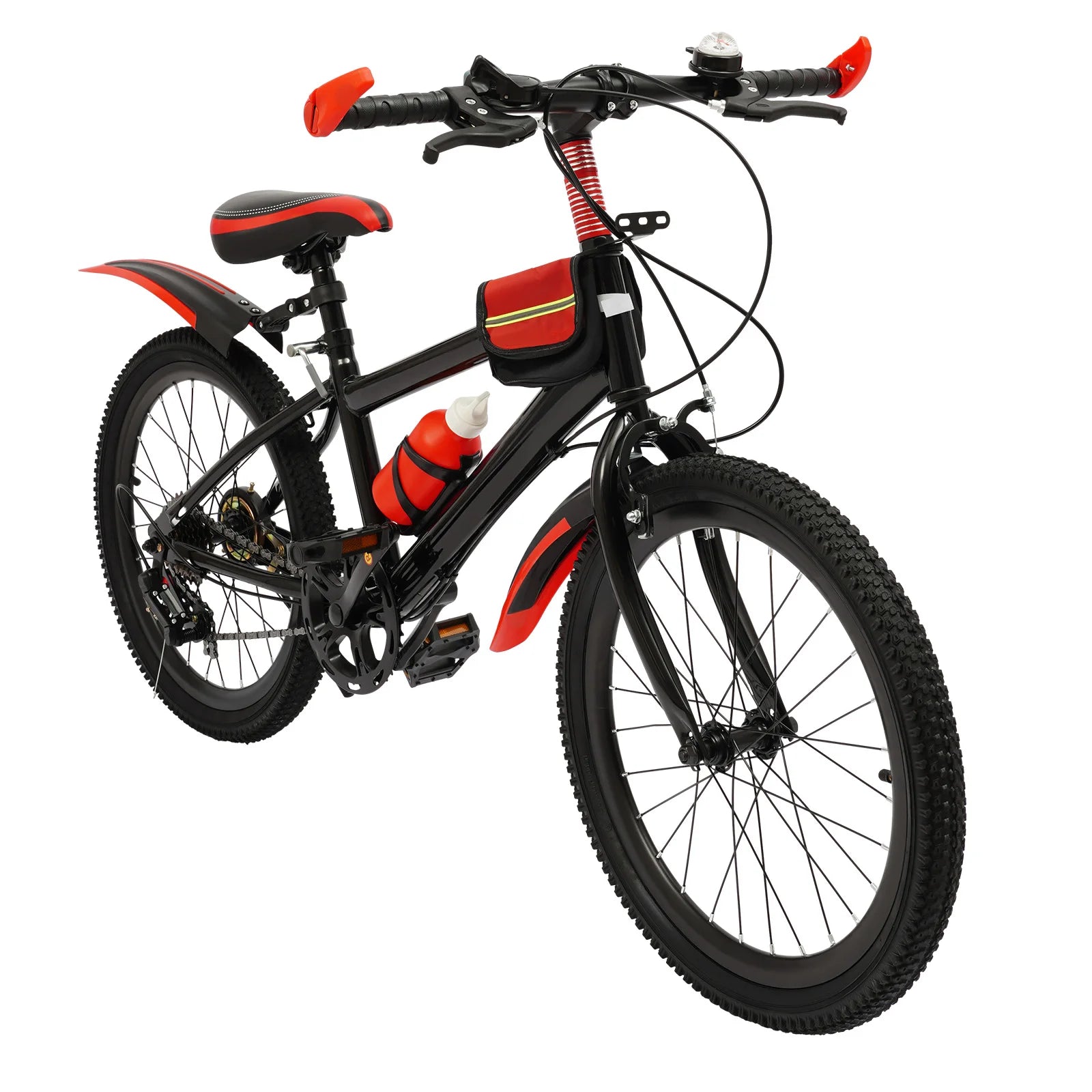 20" Kids Mountain Bike for Boys & Girls Ages 5-12, 7-Speed Transmission, Sturdy Carbon Steel Frame, Adjustable Seat