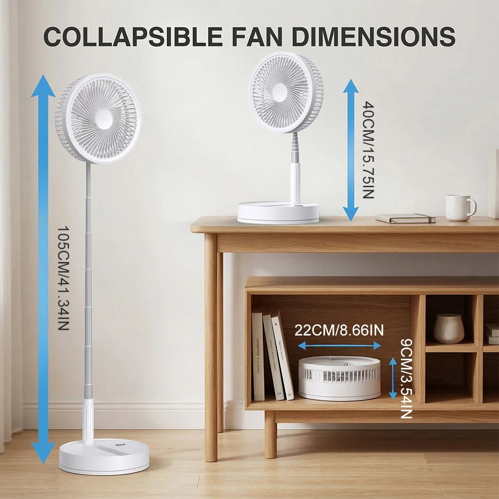9" Portable Desk Fan with 8000mAh Rechargeable Battery, 4 Speed Settings,Ultra-Quiet, Oscillating Desktop Fans, for Home Officek