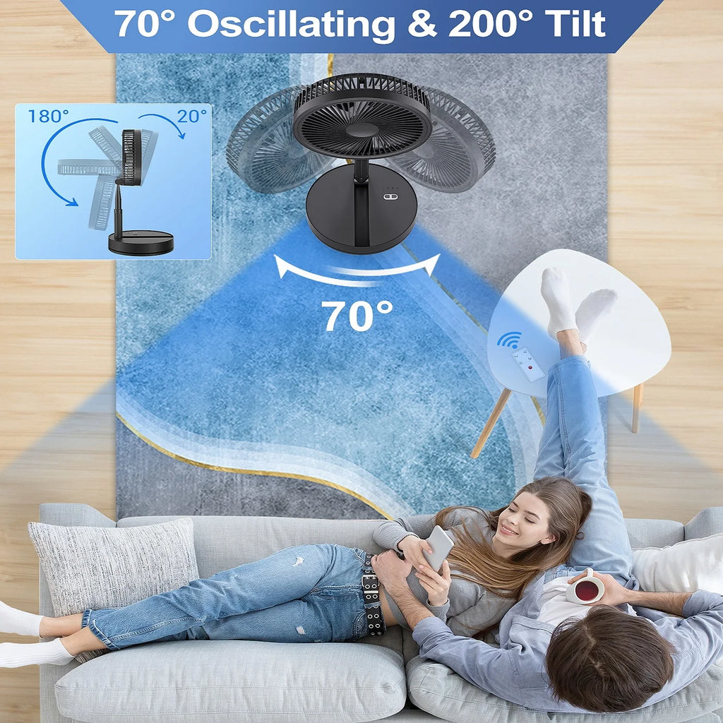 9" Portable Desk Fan with 8000mAh Rechargeable Battery, 4 Speed Settings,Ultra-Quiet, Oscillating Desktop Fans, for Home Officek