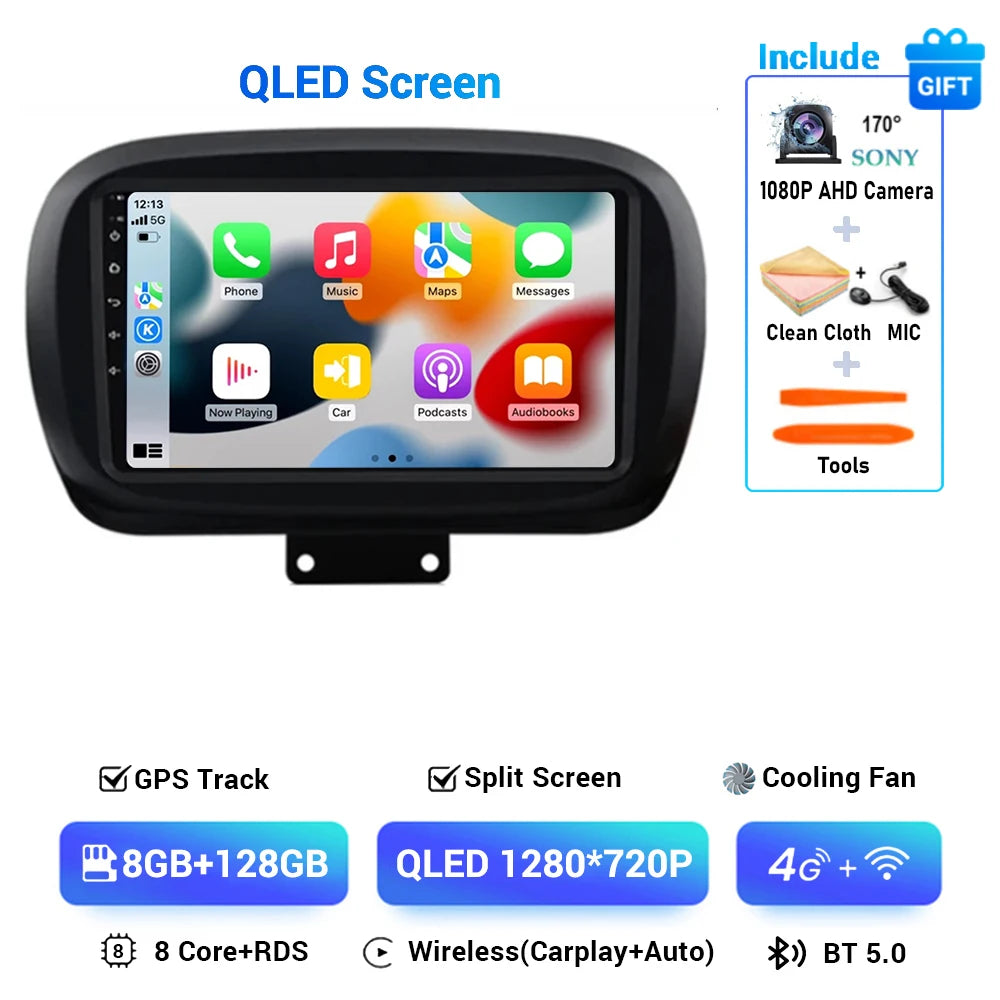 Android 15 Car Radio — Compatible with Fiat 500X | 2K QLED | AI Voice