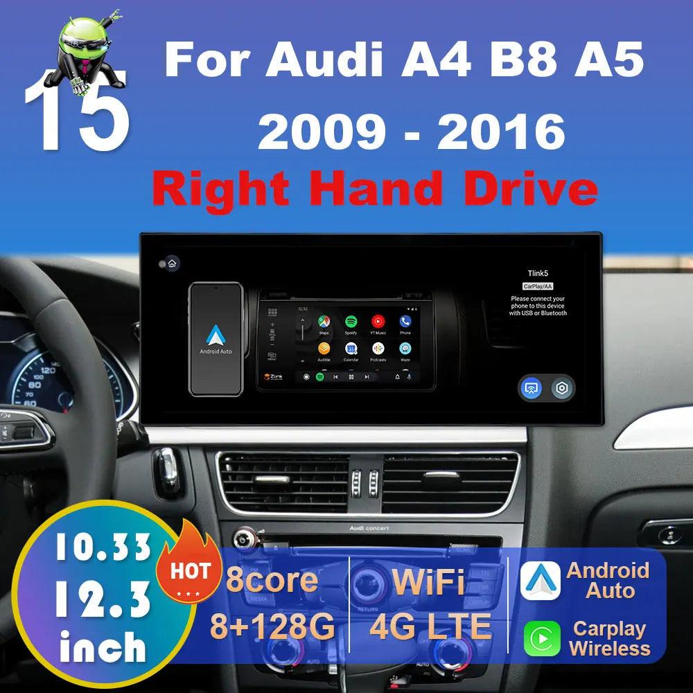 Audi A4 B8/A5 — RHD CarPlay, DSP, WiFi