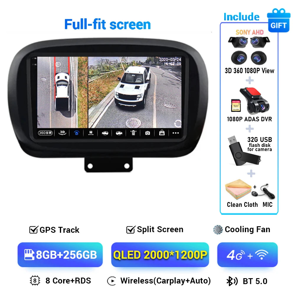 Android 15 Car Radio — Compatible with Fiat 500X | 2K QLED | AI Voice