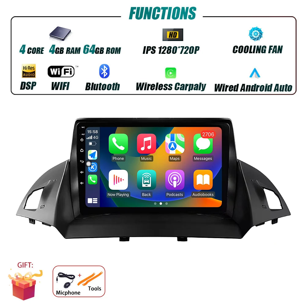 Ford C-MAX/Kuga — Android 16, GPS, CarPlay