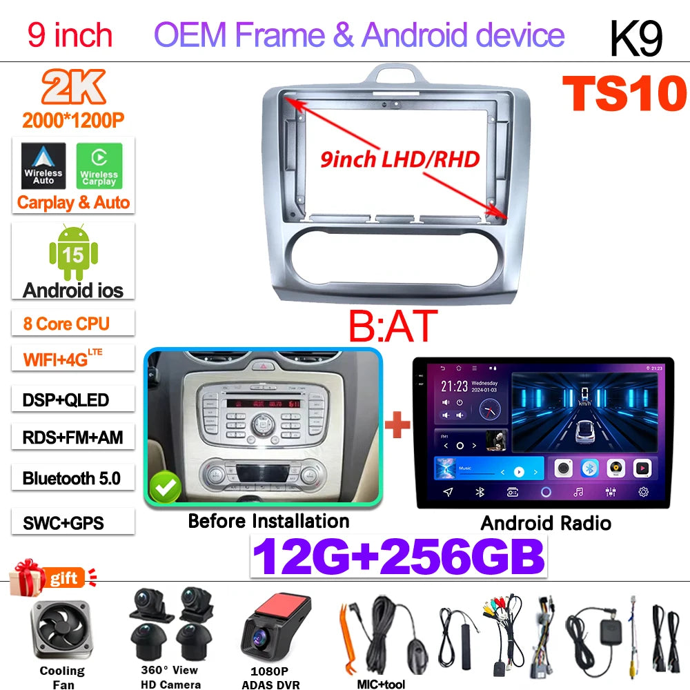 Ford Focus Android 15 — Wireless CarPlay, WiFi