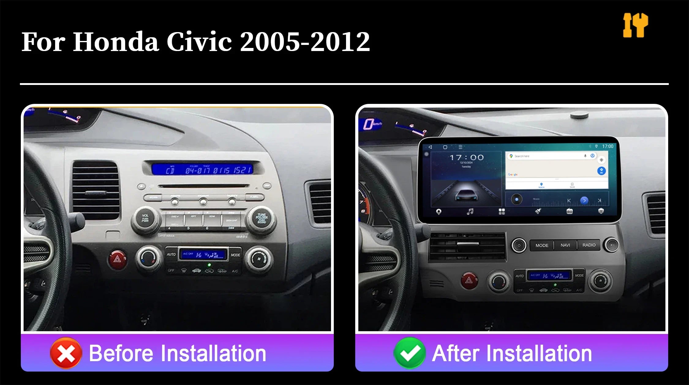 12.3" Android Radio — Honda Civic, CarPlay