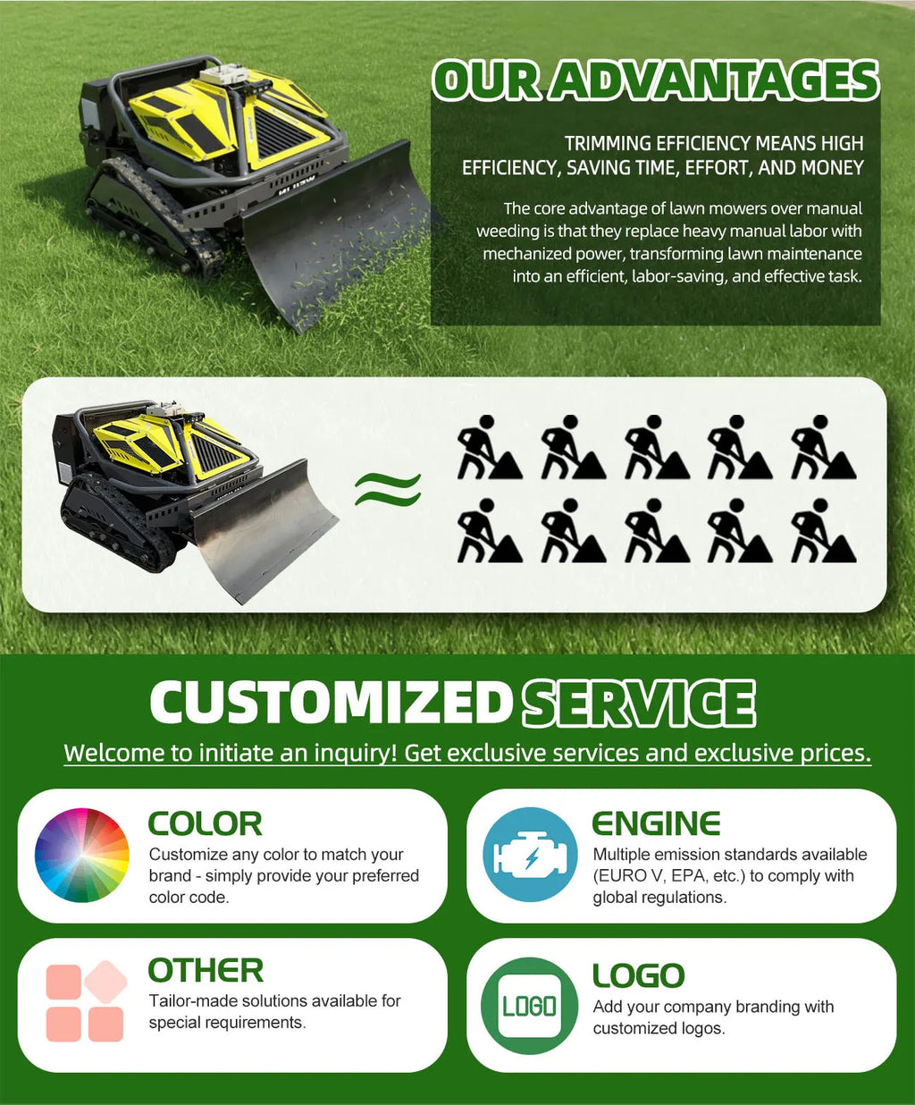 Remote Control Lawn Mower Automatic Smart Robot Lawn Mower Electric RC Grass Cutter for Garden Farm Hillside
