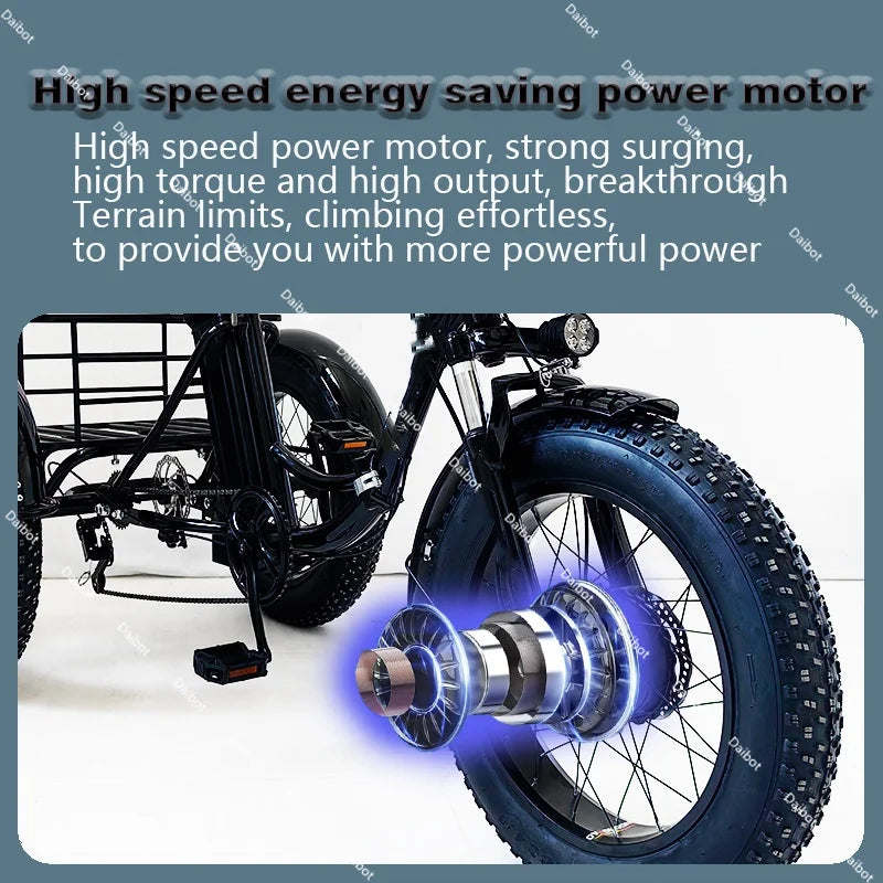 3 Wheel 20 Inch Folding Electric Tricycle Adults Cargo Fat Tire 500w 48v Fatbike Electric Bicycle For Men Removable Battery