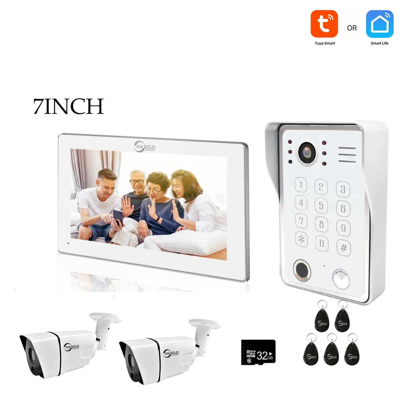 Système de sécurité interphone vidéo avec déverrouillage par empreinte digitale Anjielo tuya 1080P moniteur tactile 7/10 pouces pour villa et maison