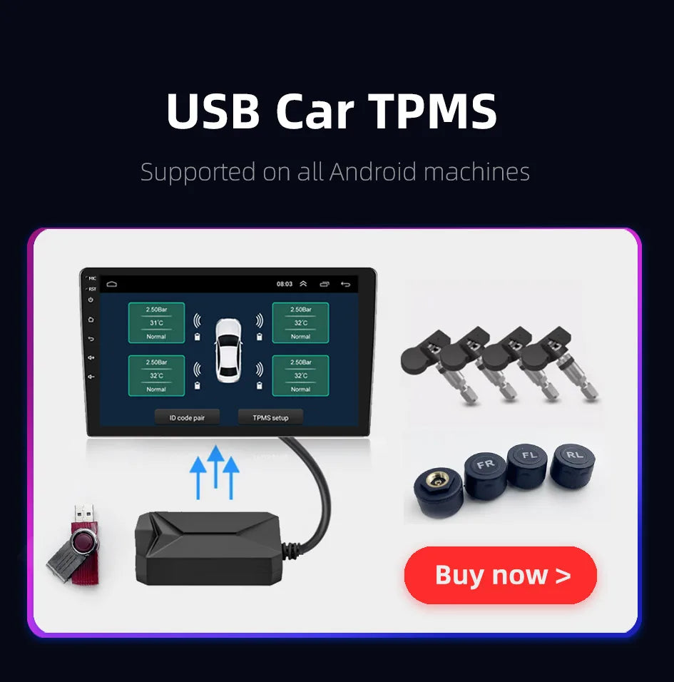 2-DIN Android Autoradio — 7/9/10", CarPlay, Android Auto, GPS, 4G, 8-Kern, 4GB+64GB