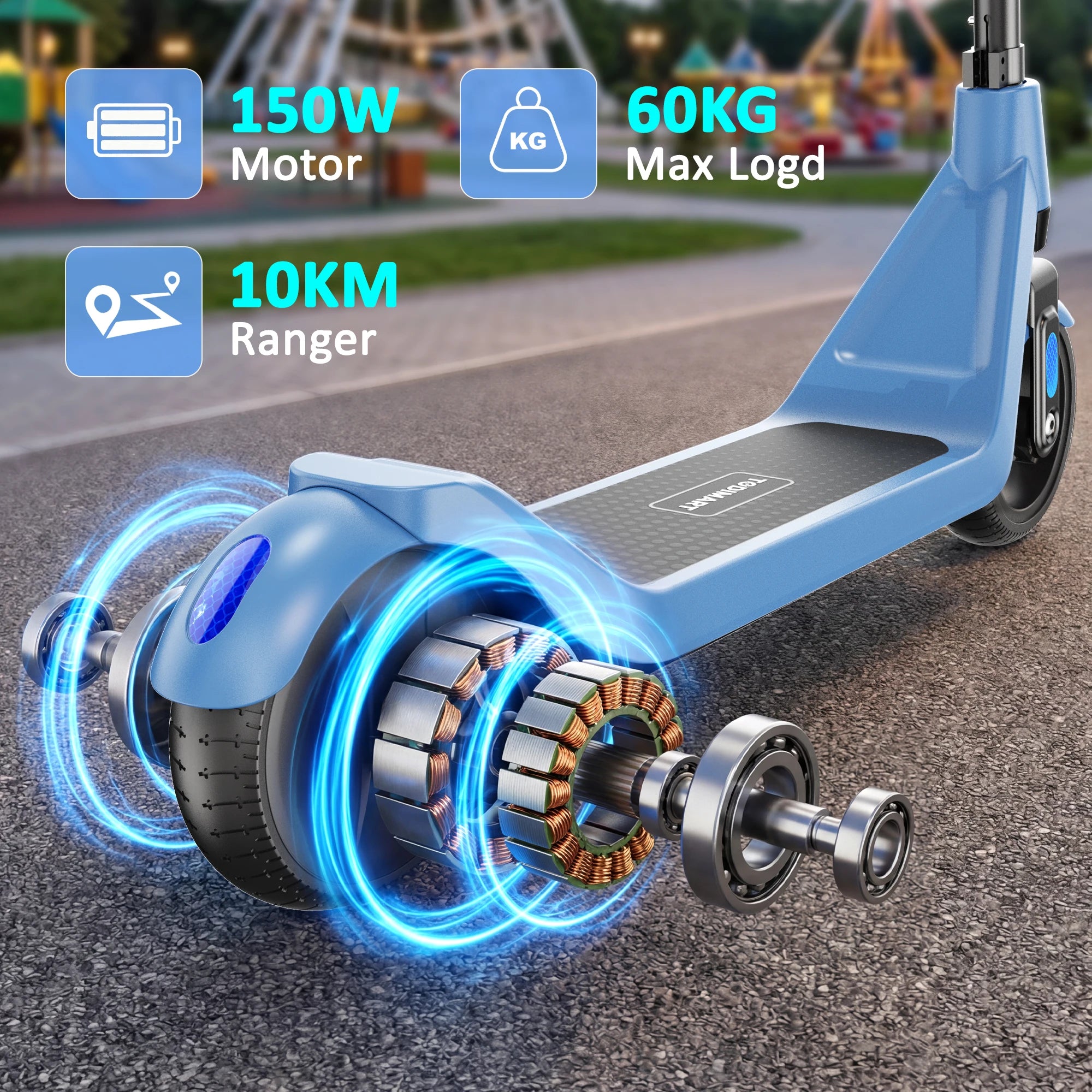 Todimart Electric Children, maximum speed 16 km/h, range 8-10 km, children 6-12 years old, LED screen